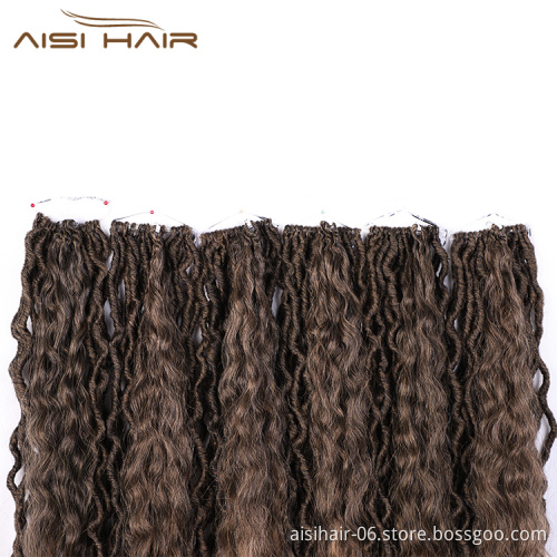 Aisi Hair Wholesale Faux Locs Ombre Brown Crochet Braids Hair Faux Locks Synthetic Braids Hairpieces Extensions For Black Women